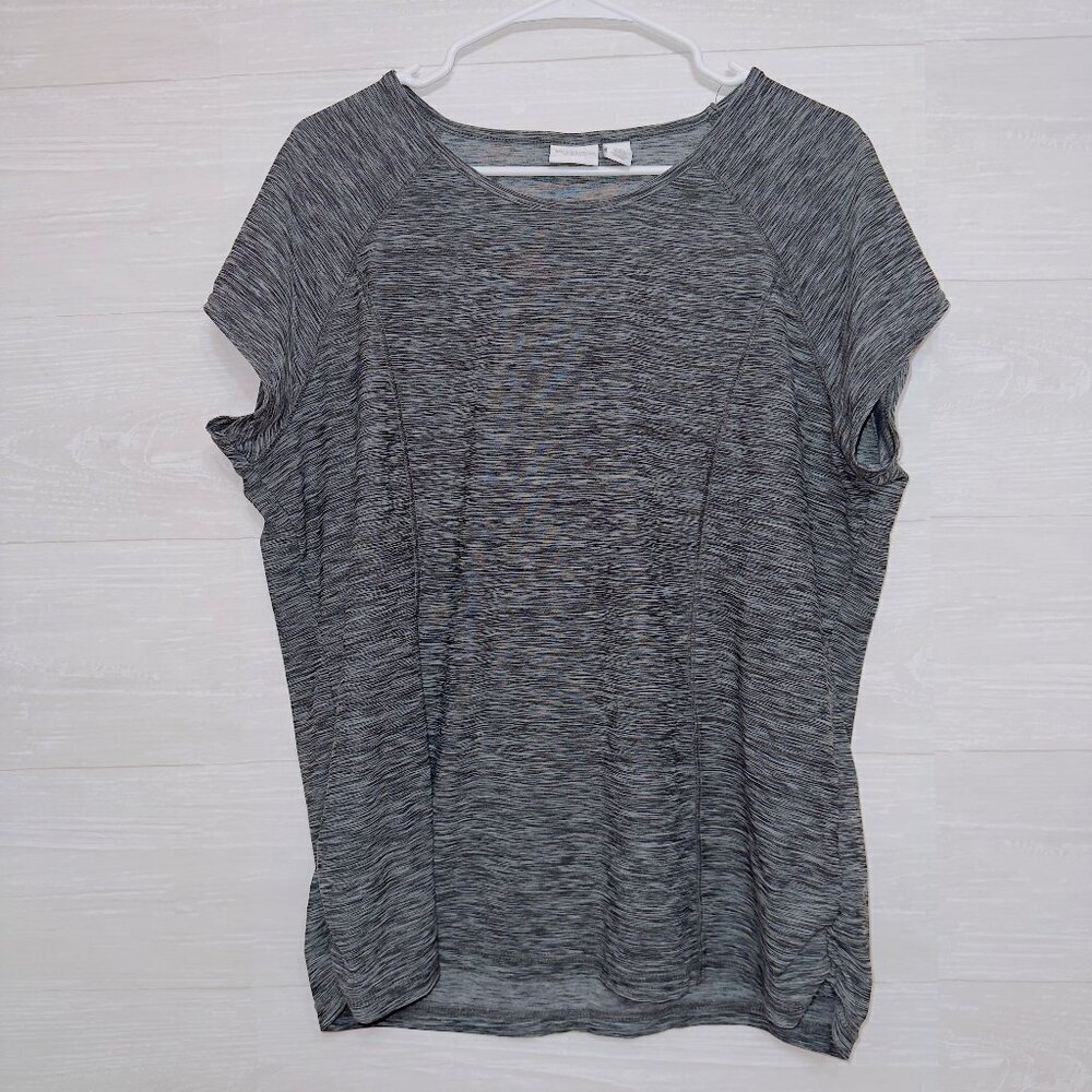 Chico's Women's Gray Short Sleeve Crew Neck Casual Athletic T-shirt size large